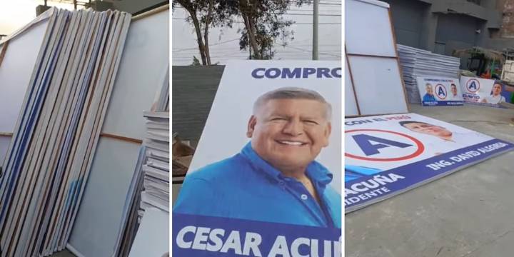 Hallan ‘fábrica de banners’ de propaganda de César Acuña en local municipal de Santa Anita