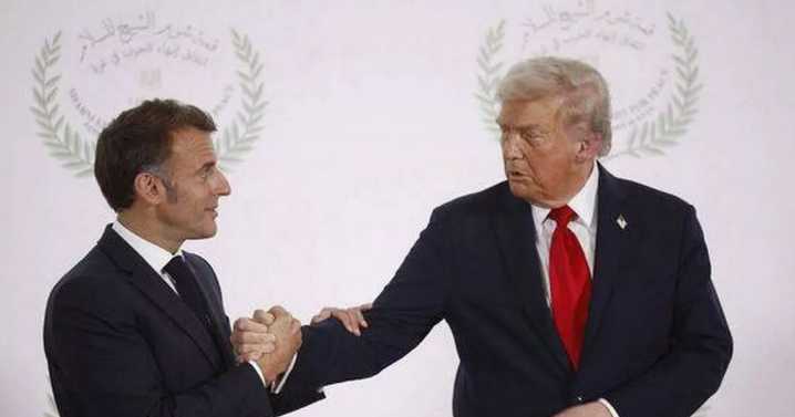 Donald Trump's icy 'five-word threat' to Emmanuel Macron during handshake exposed