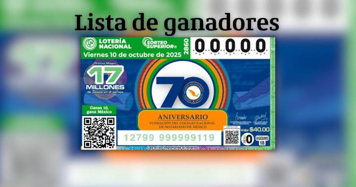 Lotería Nacional: Resultados del Sorteo Superior 2860 del 10 de octubre de 2025