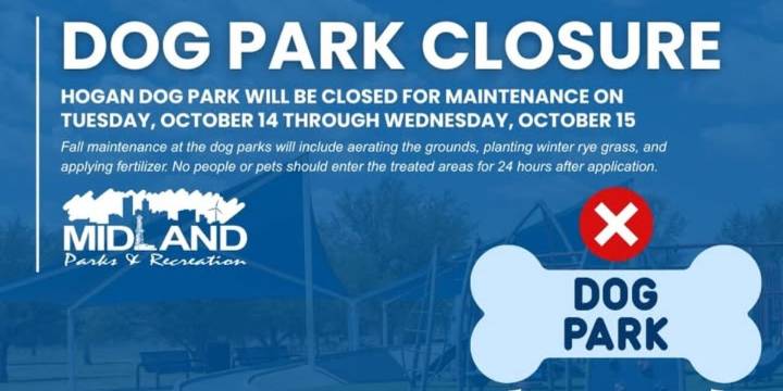 El parque para perros Hogan Dog Park de Midland cerrará por mantenimiento
