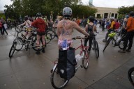 Naked bike riders demonstrate against federal troops in 'quintessentially Portland' protest