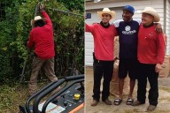 Father-Son Lawn Care Duo Cuts Yards for Free (Exclusive)