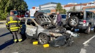 Beverly Hospital cars on fire in parking lot