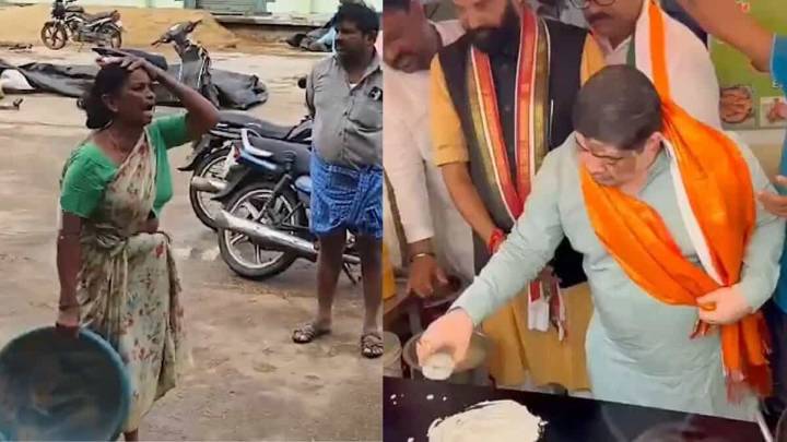 Telangana woman farmer in tears as paddy washed away in rains