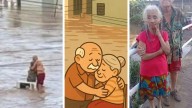 Abuelitos se 'refugian' en abrazo en la azotea de su casa inundada en Poza Rica