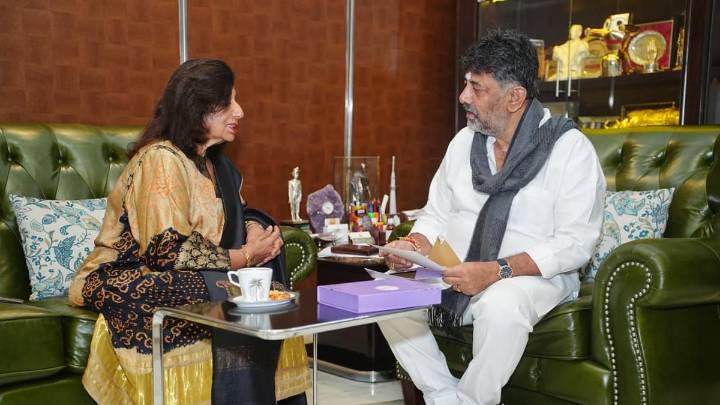 Deepavali truce? Kiran Mazumdar-Shaw visits D.K. Shivakumar at his residence
