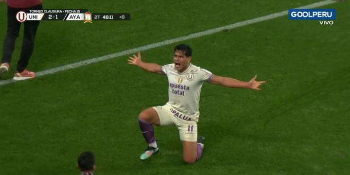 José Rivera marcó agónico gol del triunfo en Universitario vs Ayacucho FC por Liga 1 2025