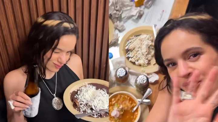 Rosalía disfruta pozole y compra piñata en Ciudad de México