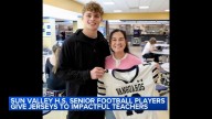 Senior football players at Sun Valley High School in Aston, Pennsylvania give jerseys to impactful teachers who shaped their lives
