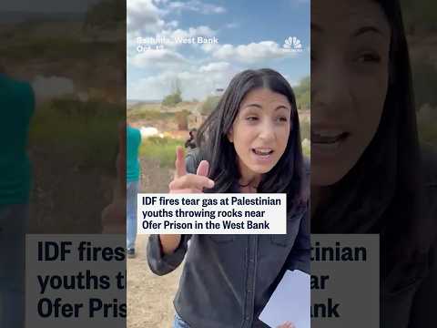 IDF fires tear gas at Palestinian youths throwing rocks near Ofer Prison in the West Bank