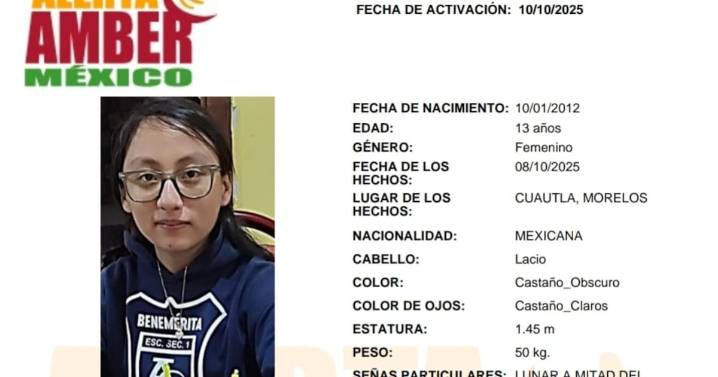 Activan Alerta Amber por Andrea Valentina Arias Galicia de 13 años