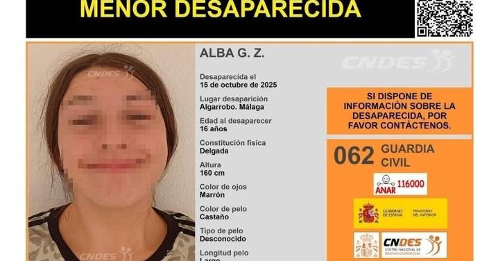 Buscan a una adolescente de 16 años y natural de Algarrobo fugada de un centro de menores