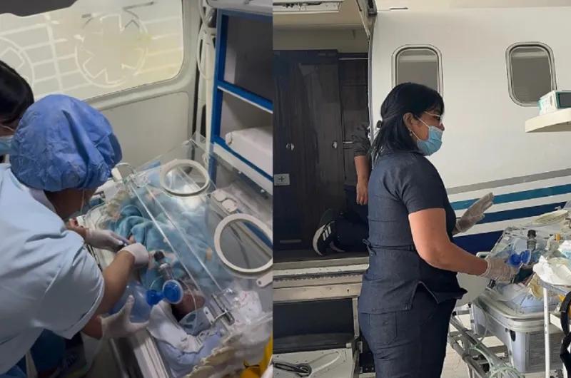 Emotivo operativo sanitario: un recién nacido fue trasladado al Garrahan para una cirugía cardíaca de alta complejidad