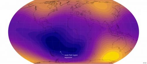 Gran anomalía del campo magnético terrestre sigue creciendo