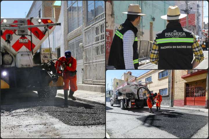 Aceleran bacheo en Pachuca: meta de la alcaldía es llegar a 400 calles rehabilitadas
