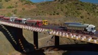 El nuevo puente de Alcántara completa las pruebas de carga con camiones ante su inminente apertura