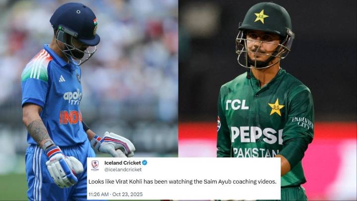 Iceland Cricket Troll Saim Ayub After Virat Kohli Scores Back