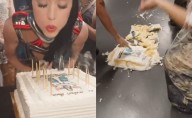 Katy Perry recibe críticas por destrozar su tarta de cumpleaños mientras sus bailarines comían del suelo