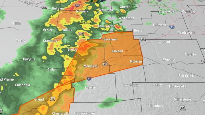 Severe thunderstorm warning issued for Ashland, Richland counties