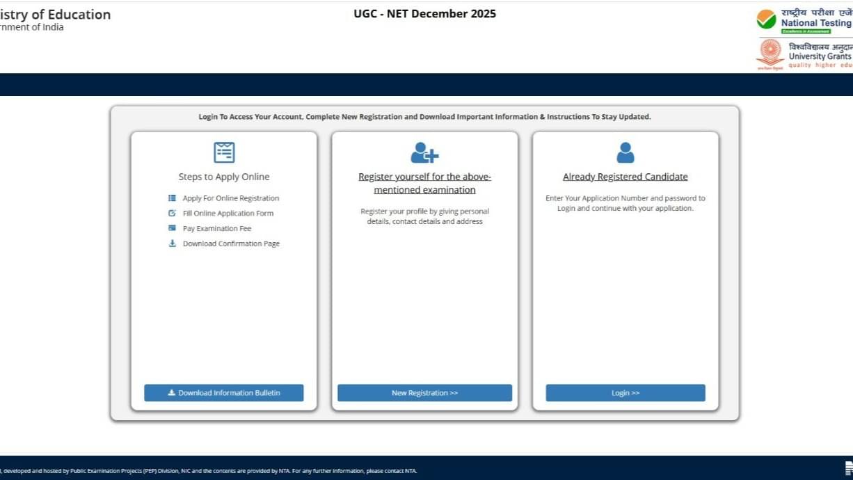 UGC NET Dec 2025 Registration Begins at ugcnet.nta.nic.in, Apply Now Education News