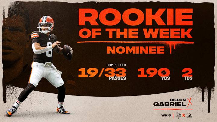 Dillon Gabriel nominated for NFL Rookie of the Week for Week 5