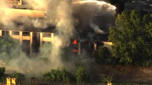 SkyEye video shows crews battling fire at abandoned apartment complex on Westview Drive in the Spring Branch area