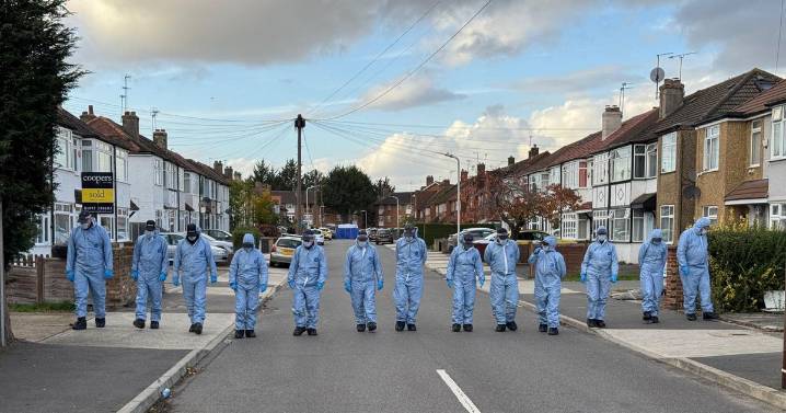 First photos of Uxbridge triple stabbing show forensics combing scene