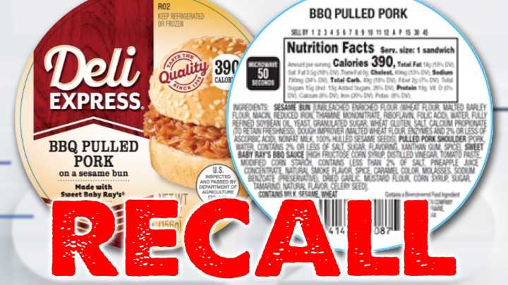 Pulled pork sandwiches recalled due to possible presence of plastic