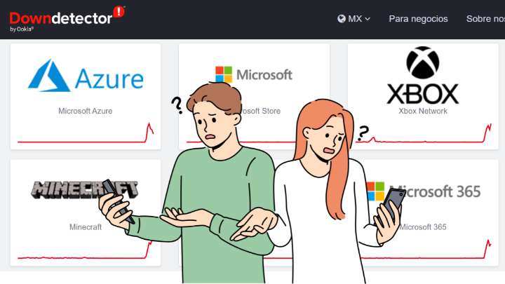 Fallo masivo: Servicios de Microsoft y Amazon colapsan a nivel mundial y afectan a miles de usuarios en México