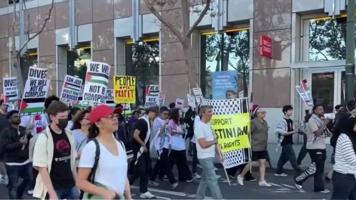 Decenas de activistas en San José protestan en conta de la guerra en Gaza