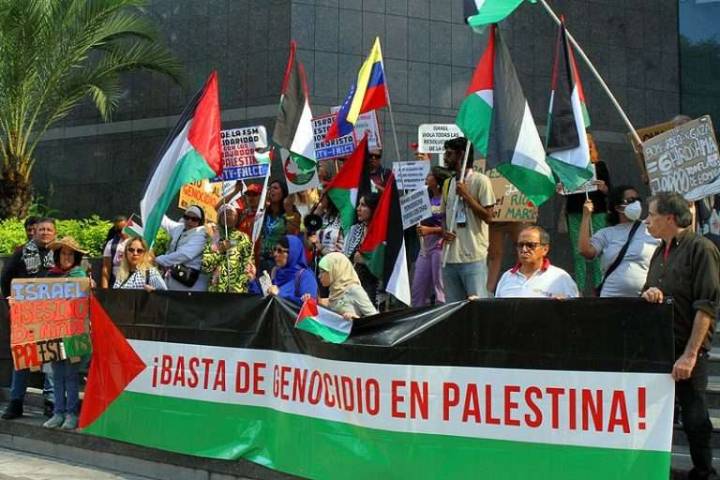 Protestan frente a sede de la ONU en Caracas en solidaridad con Palestina
