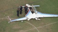 Woman struck by small plane during crash-landing at California park