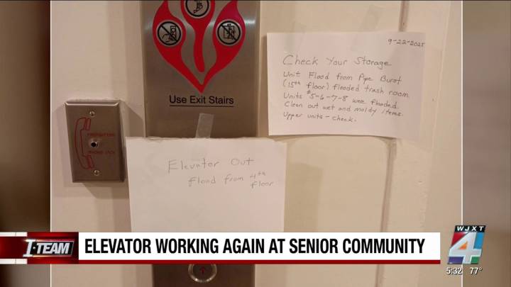Service restored to elevator at 17-story senior community, repairs still being made to other elevator