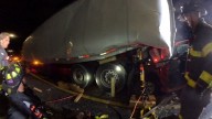 Pickup truck driver sent to hospital after rear ending tractor
