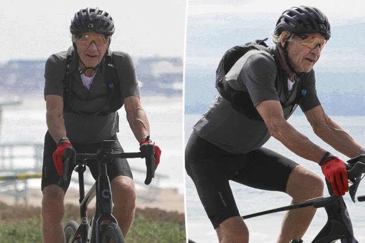 Harrison Ford, 83, rides bike along LA's coastline: photos