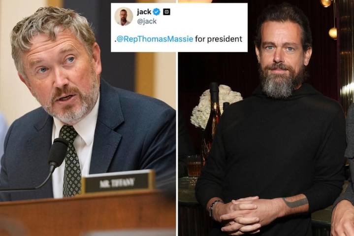 Jack Dorsey backs GOP Rep. Thomas Massie for president in X post