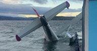 Plane partially submerged in Lake Coeur D'alene