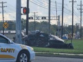 Vehicle flipped in crash on South Green Street in Henderson