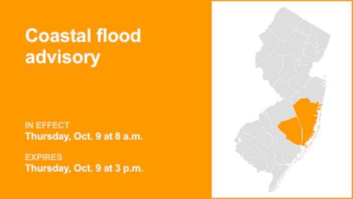 Coastal flood advisory for Ocean and Burlington counties for Thursday