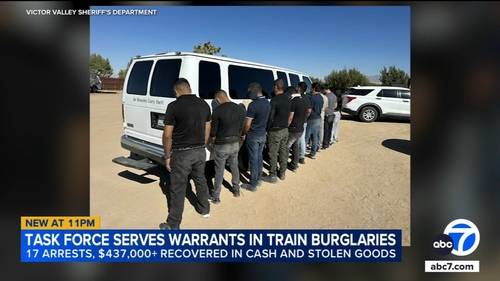 17 arrested in San Bernardino County train burglaries, more than $437,000 in cash and stolen goods recovered