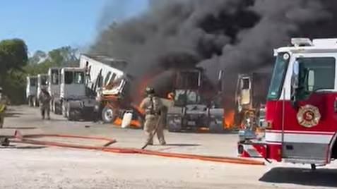 Plane crashes in Tarrant County, Texas, hitting 18-wheelers, trailers; emergency crews responding