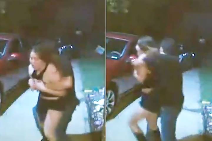 Security Footage Shows Woman Screaming as Man Grabs Her from Behind