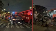 Camión de la policía impacta Metrobús de la Línea 5 en CDMX; las imágenes del aparatoso choque
