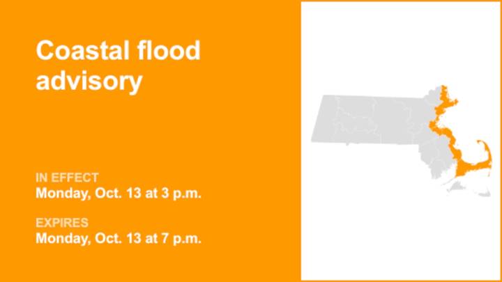 Coastal flood advisory for 5 Massachusetts counties until Monday evening