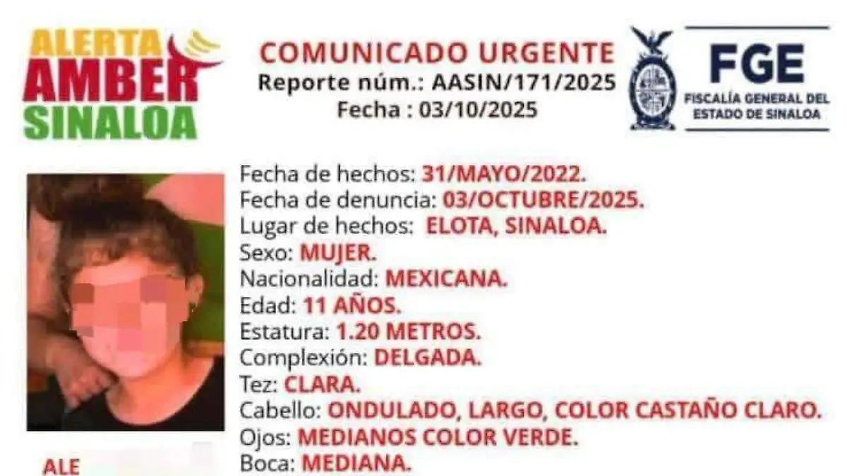 Tres años después, niña que desapareció en Elota es hallada en Mazatlán