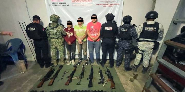 Detienen a 5 presuntos sicarios del Cártel de Sinaloa en Chiapas tras enfrentamiento armado
