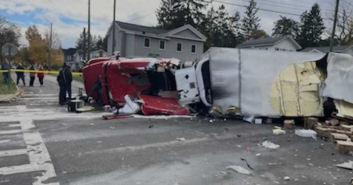 Tractor-trailer crash makes a mess in Warsaw, aids area food pantries