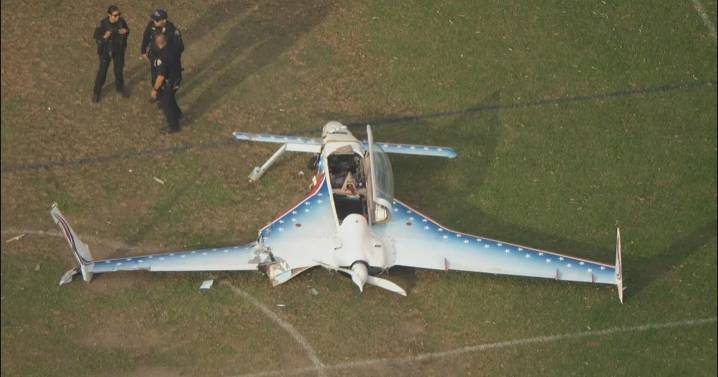 Small plane crashes in Long Beach soccer field