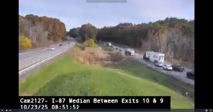 Overturned tractor-trailer slows I-87 Clifton Park traffic
