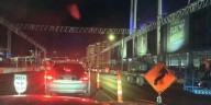 Drivers hitting the brakes during Formula 1 Las Vegas Grand Prix set up on the Strip